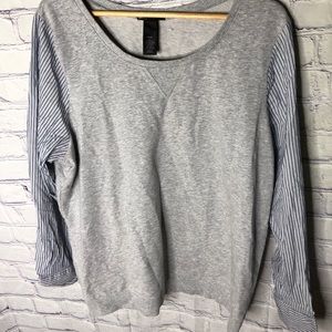 LANE BRYANT Faux Layered Blouse MIXED MEDIA Gray Blue Size 18/20 Women’s 2x